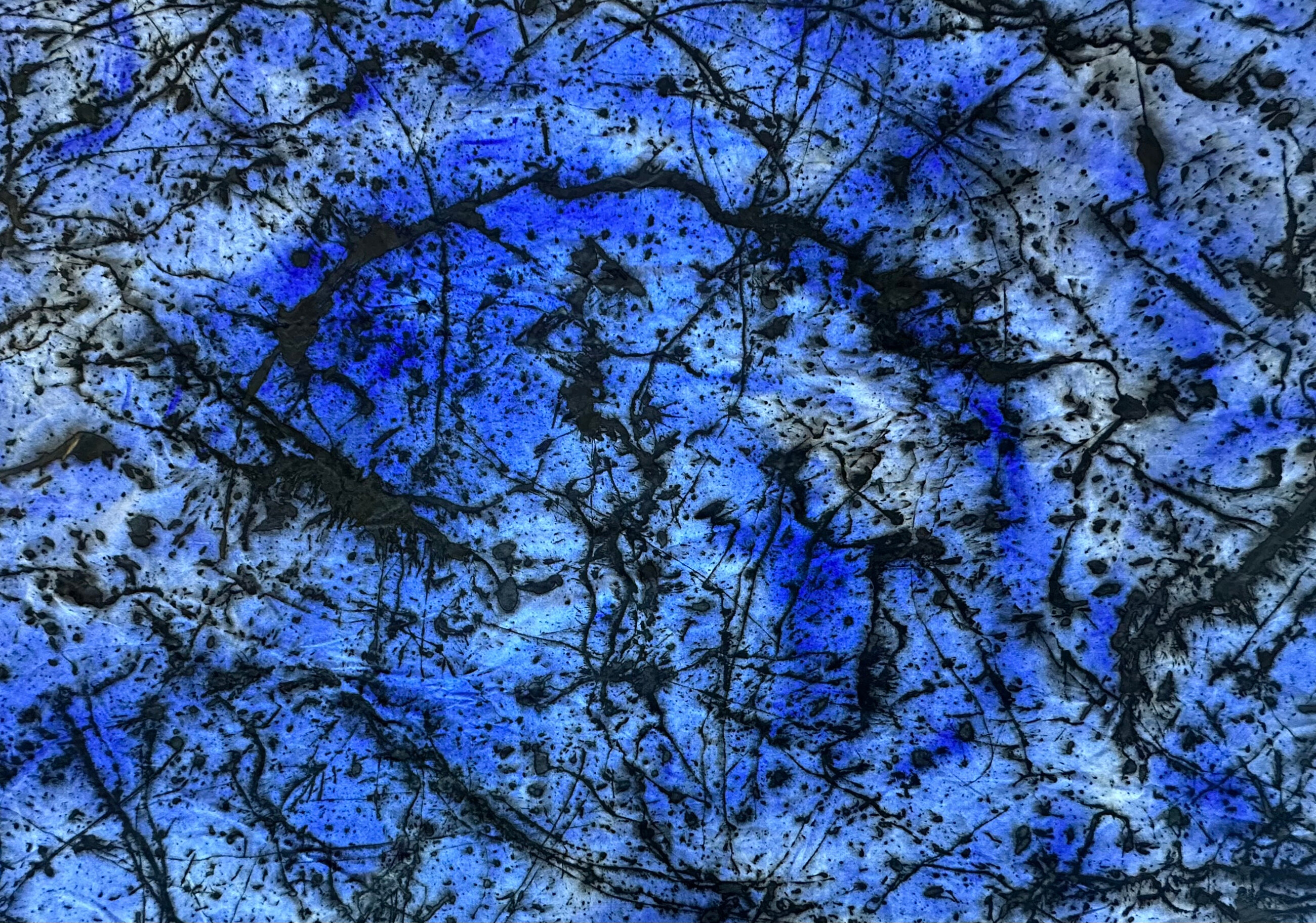 Where Silence Begins, an abstract blue painting by Hallie Hart