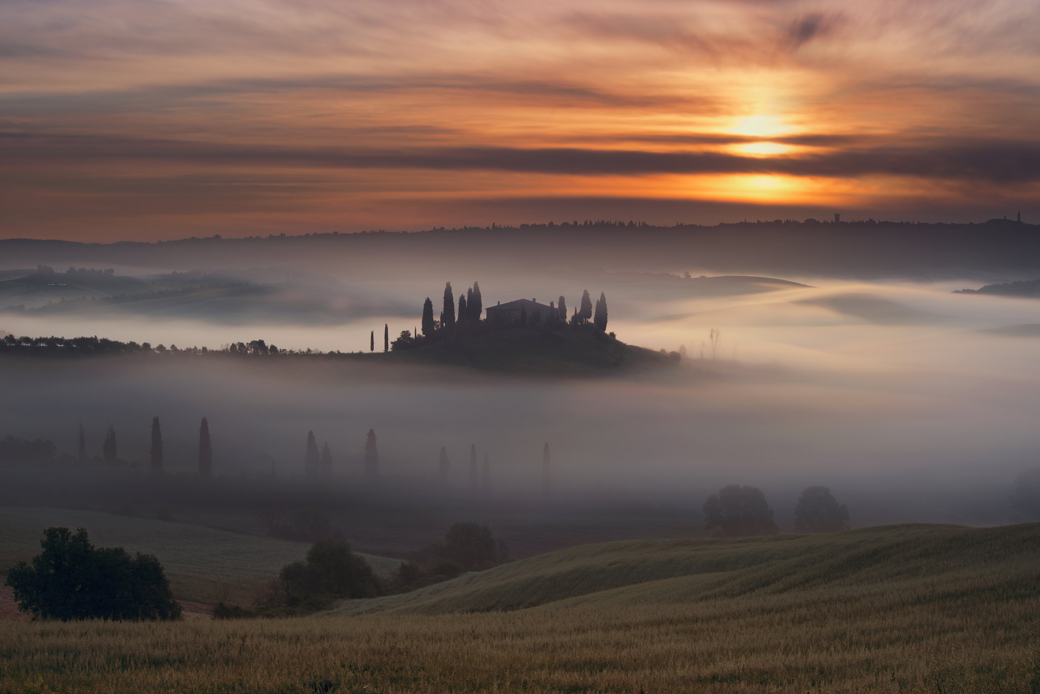 Tuscan Dawn, an atmospheric Italian landscape by Lee Sie