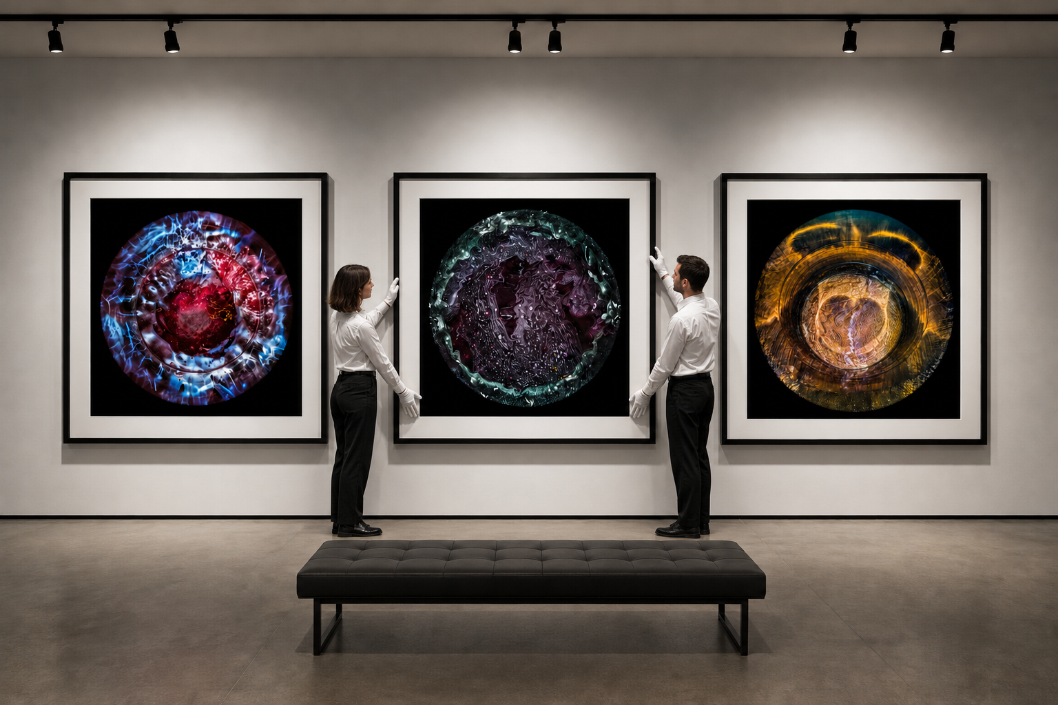 Patrick Desgraupes artworks installed in a contemporary gallery